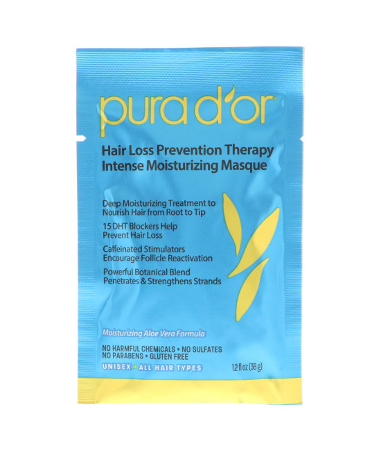 Pura D'or, Hair Loss Prevention Therapy, Intense Moisturizing Masque, 8 Packets, 1.2 fl oz Each
