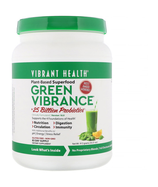 Vibrant Health, Green Vibrance +25 Billion Probiotics, Version 18.0, 32.21 oz (913 g)