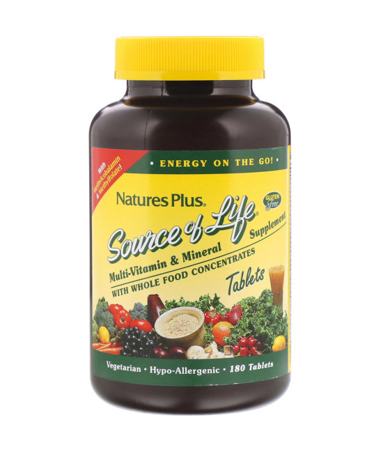 Nature's Plus, Source of Life, Multi-Vitamin & Mineral Supplement, 180 Tablets