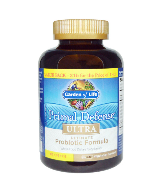 Garden of Life, Primal Defense, Ultra, Ultimate Probiotic Formula, 216 UltraZorbe Vegetarian Capsules