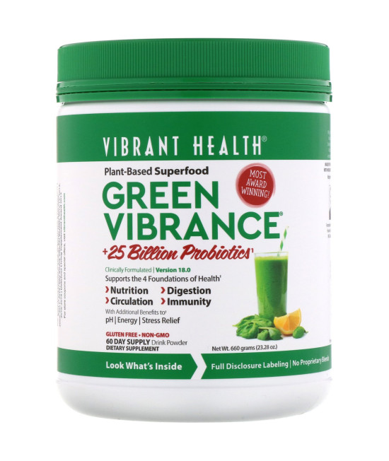 Vibrant Health, Green Vibrance +25 Billion Probiotics, Version 18.0, 23.28 oz (660 g)